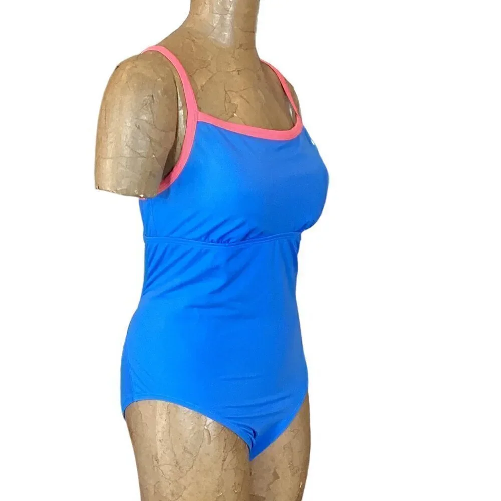 Nike Girls One-Piece Racerback‎ Swimsuit Sky Blue and Pink Sz 14 282i